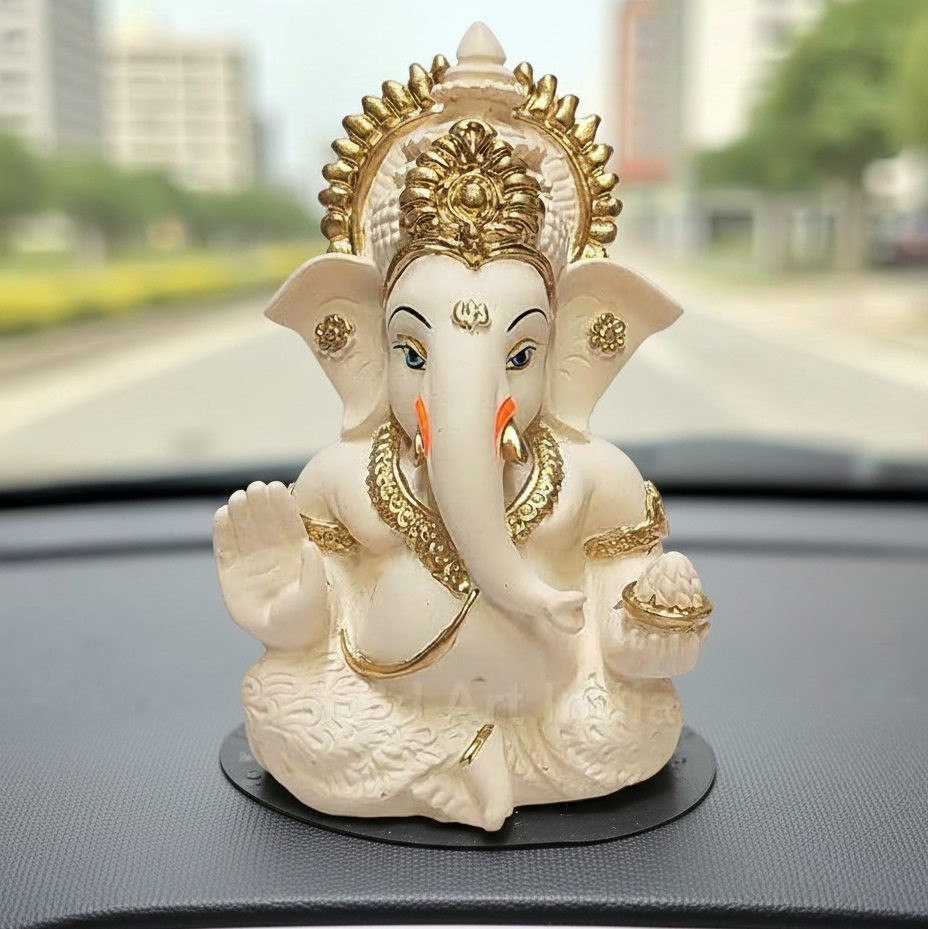 Ceramic Ganesh Idol for Car Dashboard Ganesha Murti Ganpati Idol