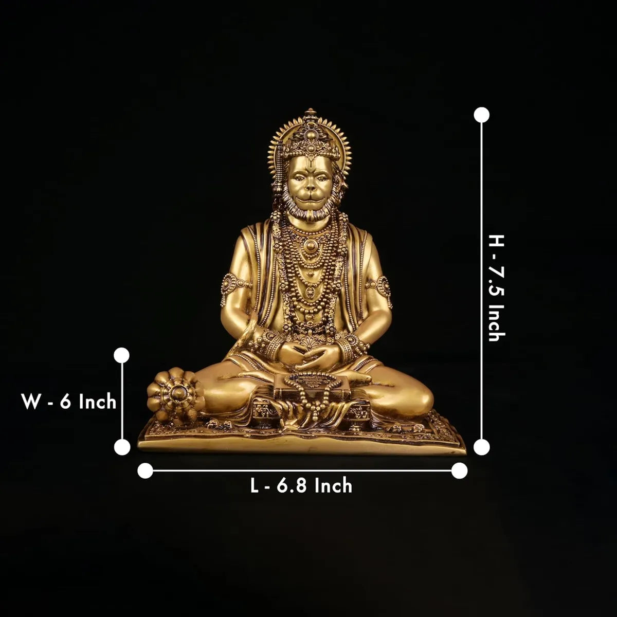 Handcrafted Lord Hanuman Meditating Idol for Car Dashboard