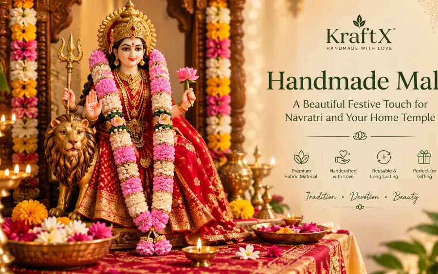 Handmade Soft Satin Fabric Mala for God: The Perfect Festive Decoration for Navratri