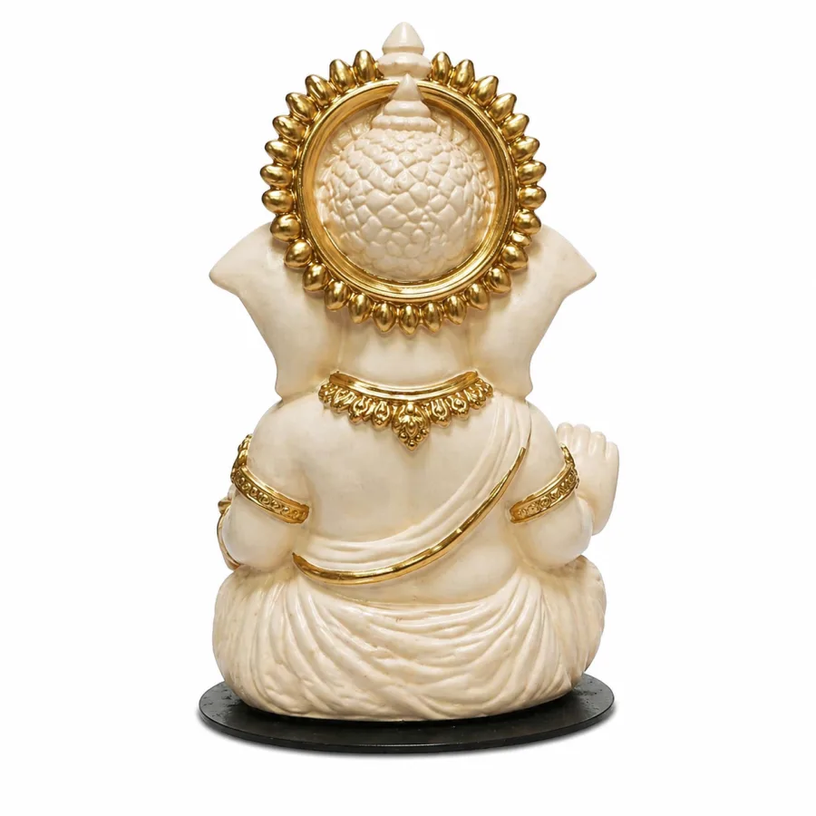Peach Ivory Ganesha Idol – Car Dashboard & Home Decor | 3.3 Inch