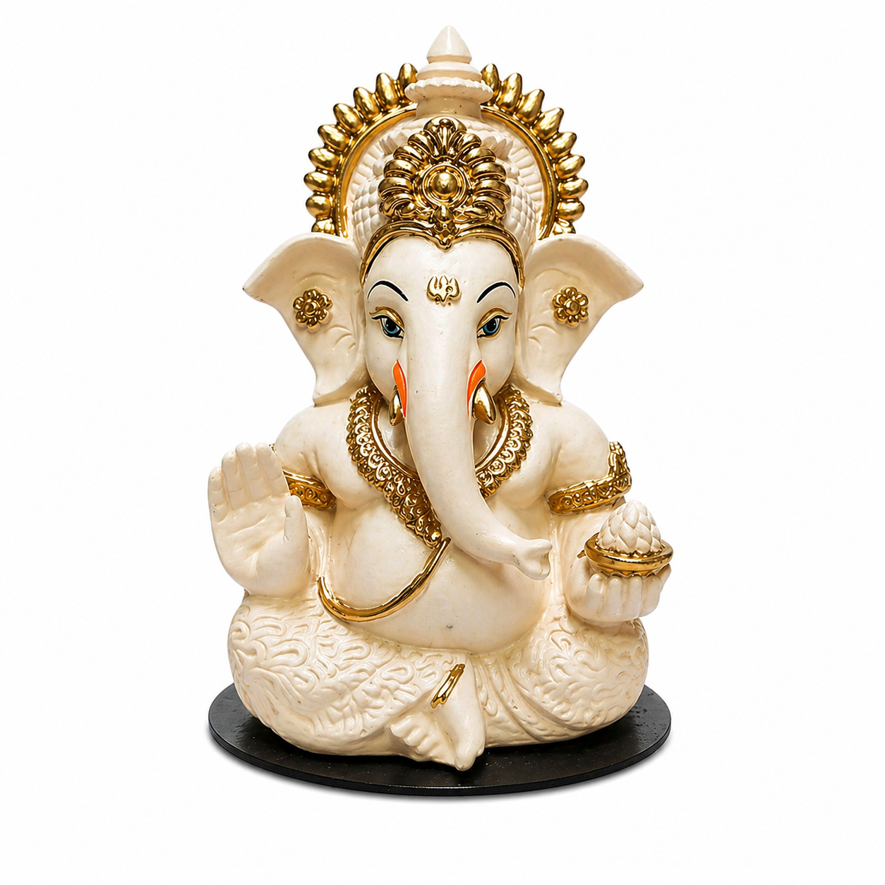 Peach Ivory Ganesha Idol – Car Dashboard & Home Decor | 3.3 Inch primary image