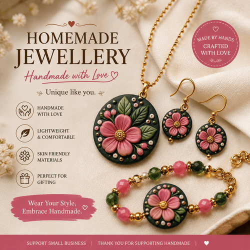 Handmade Ethnic Jewellery Set – Handcrafted Necklace, Earrings & Bracelet for Women & Girls primary image