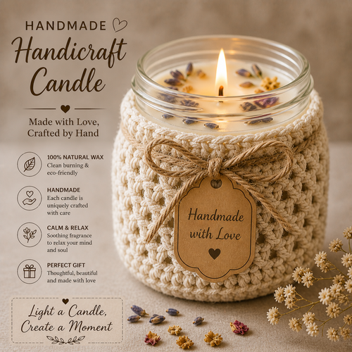 Handcrafted Decorative Candle – Artisan Designer Candle for Home Decor, Gifting & Festive Occasions primary image