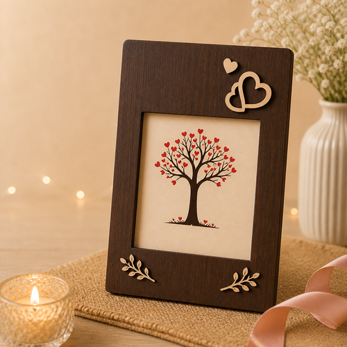 Handmade Wooden Photo Frame – Hand Carved Decorative Wood Picture Frame for Home Decor & Gifting alternate view