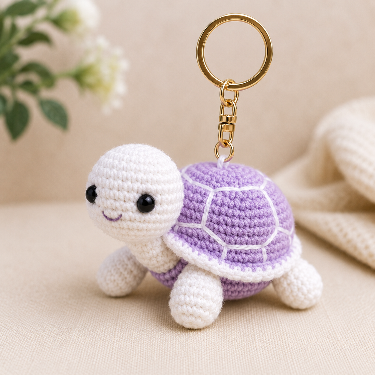 Handmade Crochet Turtle Keychain – Adorable Hand Knitted Amigurumi Sea Turtle Charm for Keys, Bags & Gifting alternate view