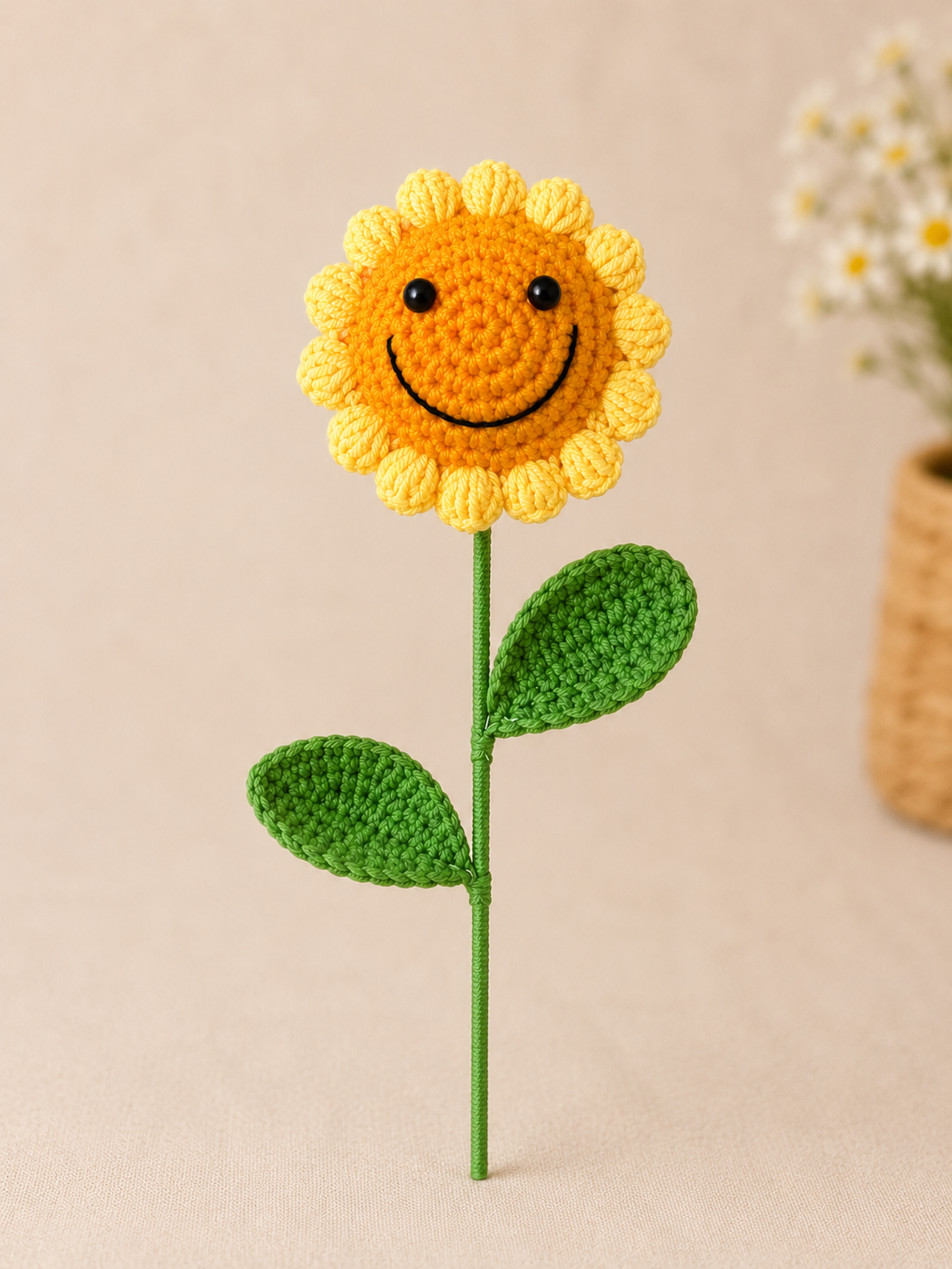 Handmade Crochet Sunflower Stick – Hand Knitted Sunflower on Stem for Home Decor, Gifting, Vase Display & Events alternate view