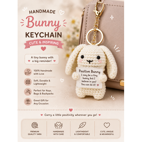 Handmade Crochet White Teddy Bear Keychain – Adorable Hand Knitted Amigurumi Teddy Charm for Keys, Bags & Gifting primary image
