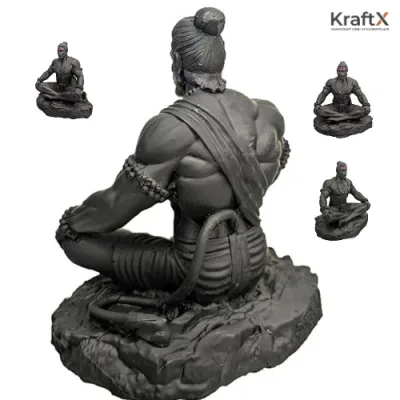 Bahubali Hanuman Ji Idol – Meditating Bajrangbali Murti for Car Dashboard & Gifting alternate view