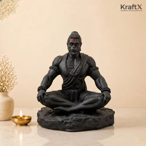 Bahubali Hanuman Ji Idol – Meditating Bajrangbali Murti for Car Dashboard & Gifting