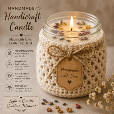 Handcrafted Decorative Candle – Artisan Designer Candle for Home Decor, Gifting & Festive Occasions primary image