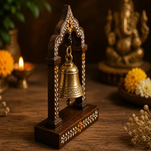 Handmade Brass Puja Bell – Traditional Pooja Ghanti for Home Mandir & Aarti