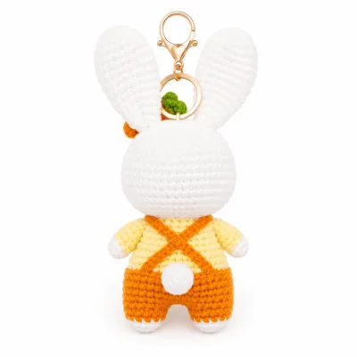 Handmade Crochet Bunny Keychain – Adorable Hand Knitted Amigurumi Rabbit Charm for Keys, Bags & Gifting