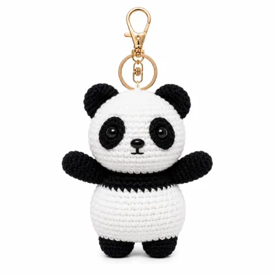 Handmade Crochet Panda Keychain – Adorable Hand Knitted Amigurumi Panda Bear Charm for Keys, Bags & Gifting alternate view