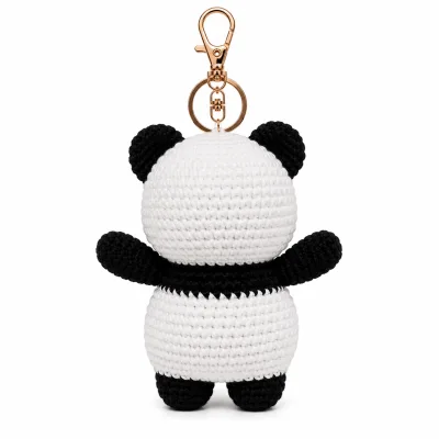 Handmade Crochet Panda Keychain – Adorable Hand Knitted Amigurumi Panda Bear Charm for Keys, Bags & Gifting