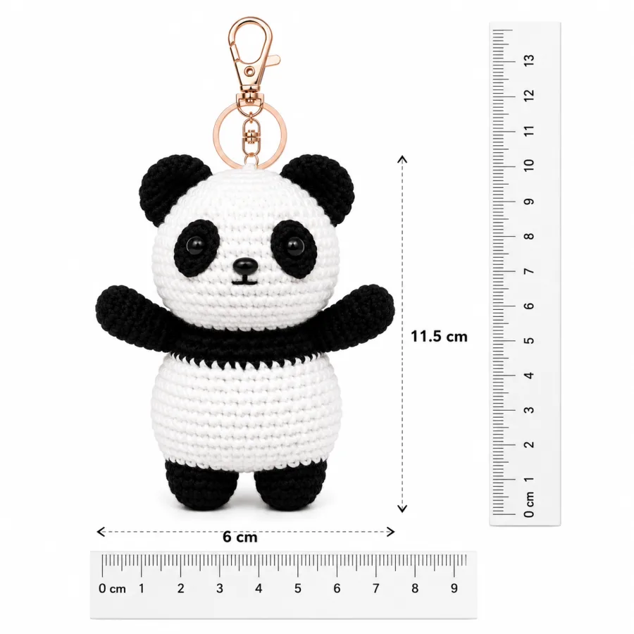 Handmade Crochet Panda Keychain – Adorable Hand Knitted Amigurumi Panda Bear Charm for Keys, Bags & Gifting