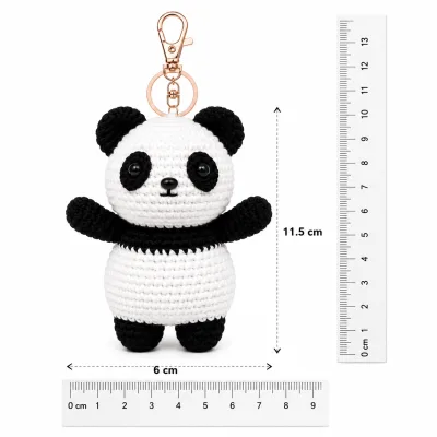 Handmade Crochet Panda Keychain – Adorable Hand Knitted Amigurumi Panda Bear Charm for Keys, Bags & Gifting