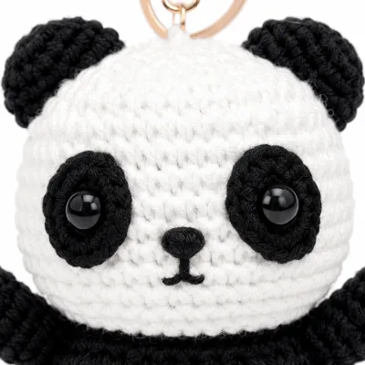 Handmade Crochet Panda Keychain – Adorable Hand Knitted Amigurumi Panda Bear Charm for Keys, Bags & Gifting
