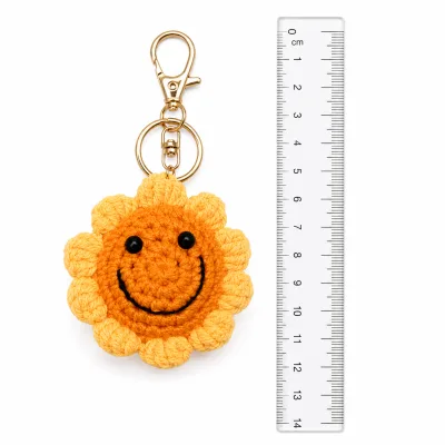 Handmade Crochet Sunflower Keychain – Bright Yellow Hand Knitted Sunflower Charm for Keys, Bags & Gifting