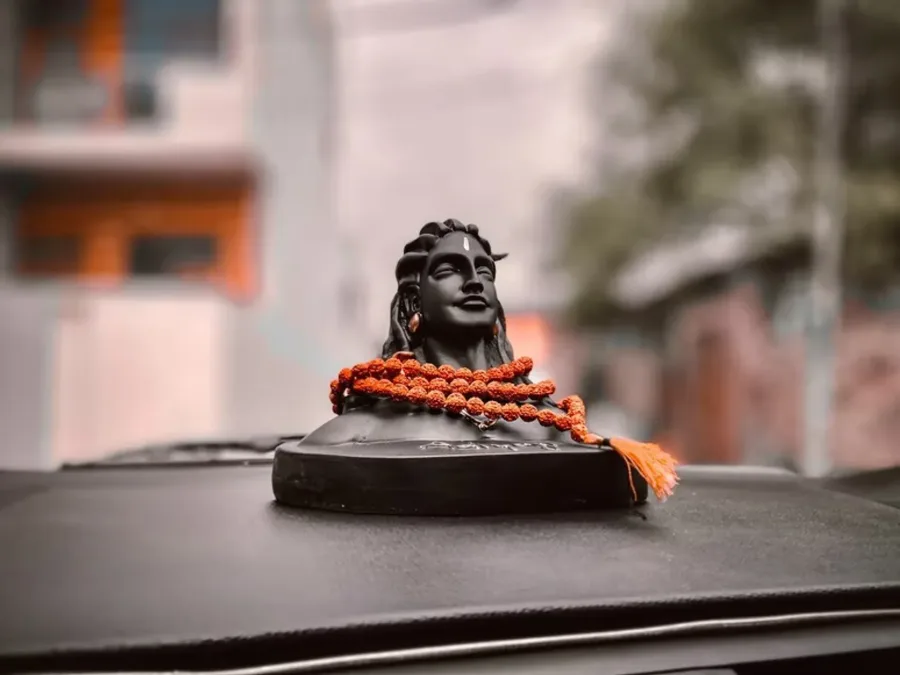 Black Adiyogi Shiva Statue for Car Dashboard – 3 Inch Resin