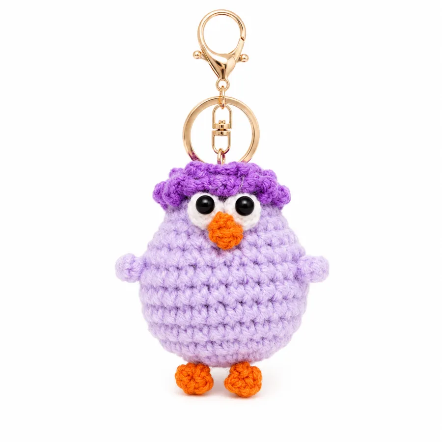 Handmade Crochet Lavender Duck Keychain – Adorable Hand Knitted Amigurumi Duck Charm for Keys, Bags & Gifting