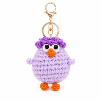 Handmade Crochet Lavender Duck Keychain – Adorable Hand Knitted Amigurumi Duck Charm for Keys, Bags & Gifting alternate view