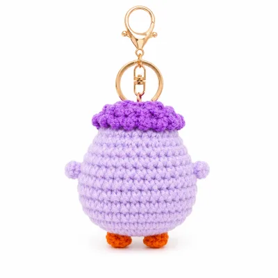 Handmade Crochet Lavender Duck Keychain – Adorable Hand Knitted Amigurumi Duck Charm for Keys, Bags & Gifting