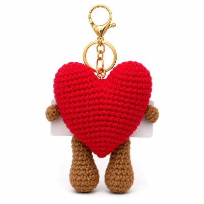 Handmade Crochet Red Heart Keychain – Hand Knitted Love Heart Charm for Keys, Bags & Gifting