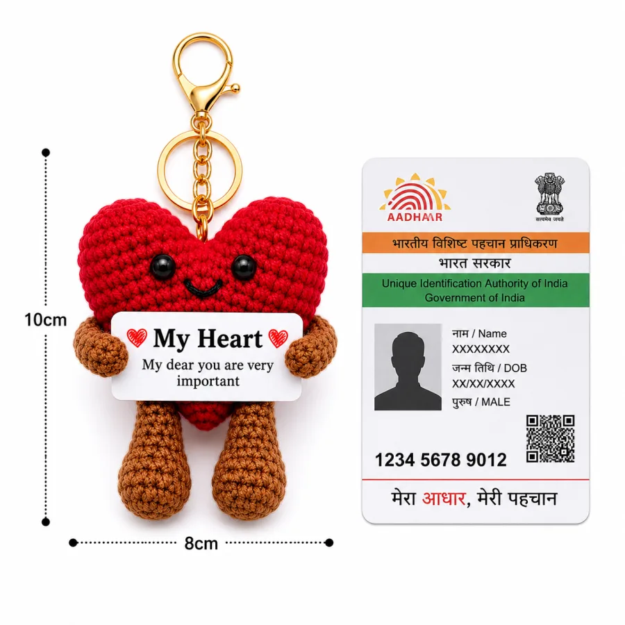 Handmade Crochet Red Heart Keychain – Hand Knitted Love Heart Charm for Keys, Bags & Gifting