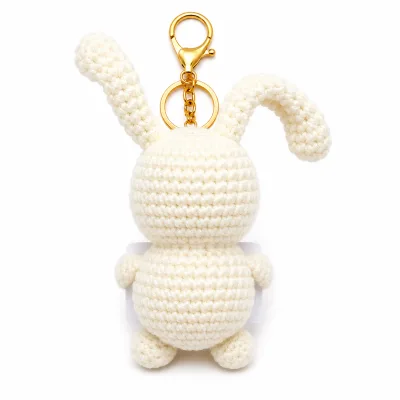 Handmade Crochet White Teddy Bear Keychain – Adorable Hand Knitted Amigurumi Teddy Charm for Keys, Bags & Gifting