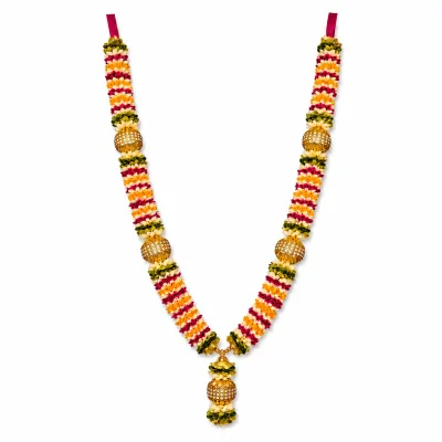 Premium Handmade Satin Ribbon Garland for Photo Frame & God Idol | Artificial Multicolor Mala for Photo Frame, God, Mandir, Murti and Temple