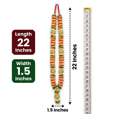 Premium Handmade Satin Ribbon Garland for Photo Frame & God Idol | Artificial Multicolor Mala for Photo Frame, God, Mandir, Murti and Temple alternate view