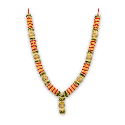 Premium Handmade Satin Ribbon Garland for Photo Frame & God Idol | Artificial Multicolor Mala for Photo Frame, God, Mandir, Murti and Temple primary image