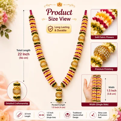 Premium Handmade Satin Ribbon Garland for Photo Frame & God Idol | Artificial Multicolor Mala for Photo Frame, God, Mandir, Murti and Temple primary image