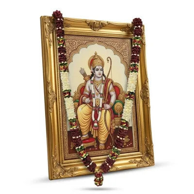 Flower Garland for Pooja Mandir Decoration, Hanging Mala for Photo Frame, Decorative Haar Mala for God Idols, Photo Frames of Loved Ones, Ancestors, Pitra & Pooja Room Décor (22inch)